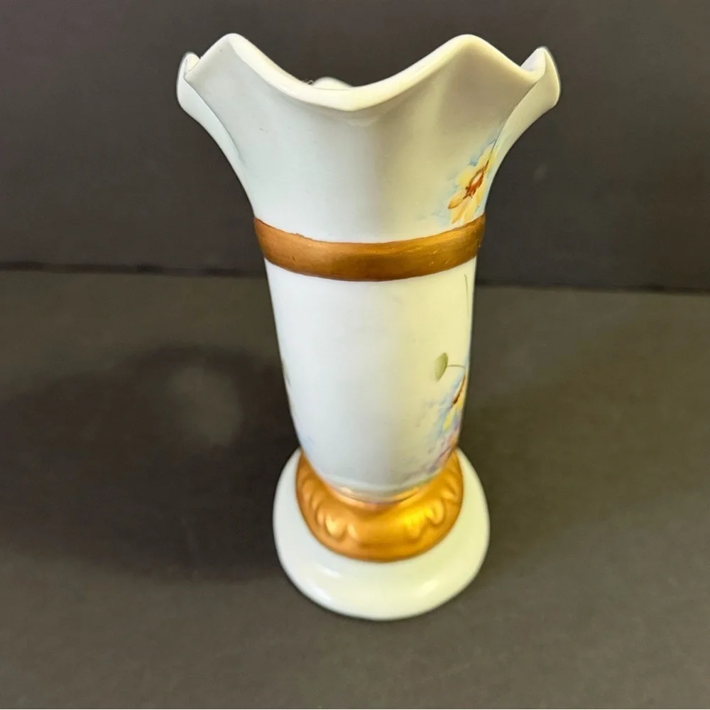 Porcelain Ewer 1886 Aesthetic Pitcher Gilt Floral Creamer Yellow Daisy Royal